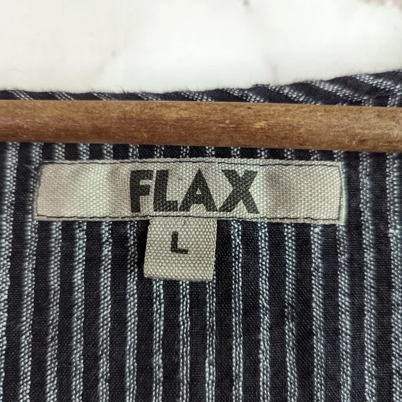 SALE LIMITED TIME Flax Top Short Sleeve Stripe Black Linen Tunic Lagenlook - Picture 3 of 13